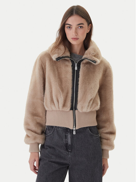 PINKO Futro 105399 A2PI Beżowy Regular Fit