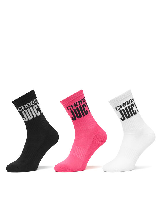 Juicy Couture Zestaw 3 par wysokich skarpet damskich JCAXS125707 Kolorowy