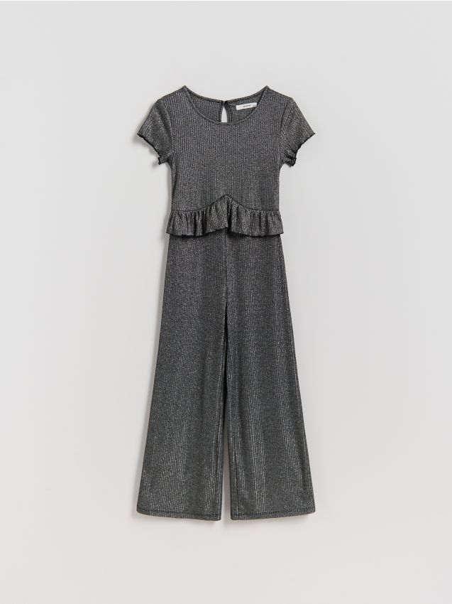 Reserved - Kombinezon z metaliczną nitką - ciemnoszary