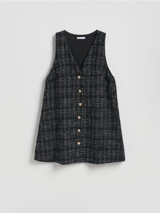 Reserved - Sukienka z dekoracyjnymi guzikami - wielobarwny