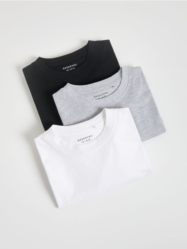 Reserved - Bawełniany longsleeve 3 pack - biały