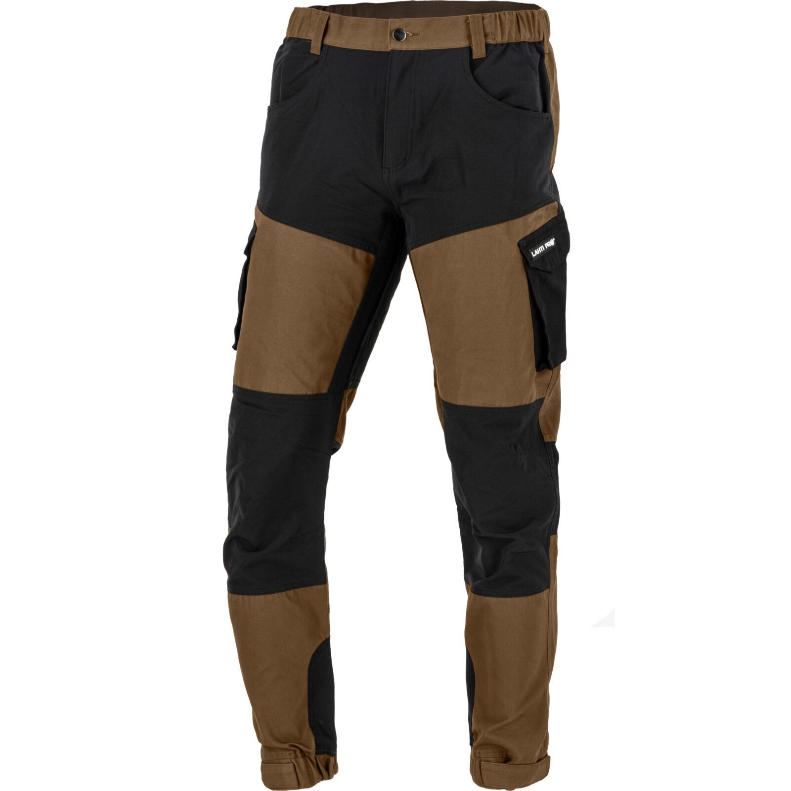 LAHTI PRO Spodnie z elementami Stretch Brązowo - Czarne M (L4055702)