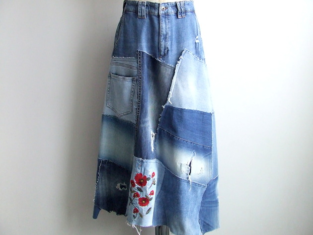 Patchworkowa spódnica jeans r.46