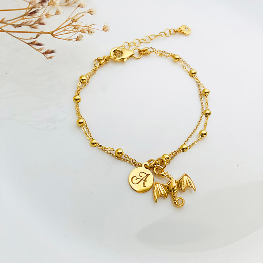 Bransoletka ze smokiem, złoty smok