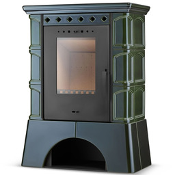 FLAMA Piec kominek kaflowy wolnostojący koza ATOL 10 kW olive