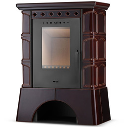 FLAMA Piec kominek kaflowy wolnostojący koza ATOL 10 kW brown