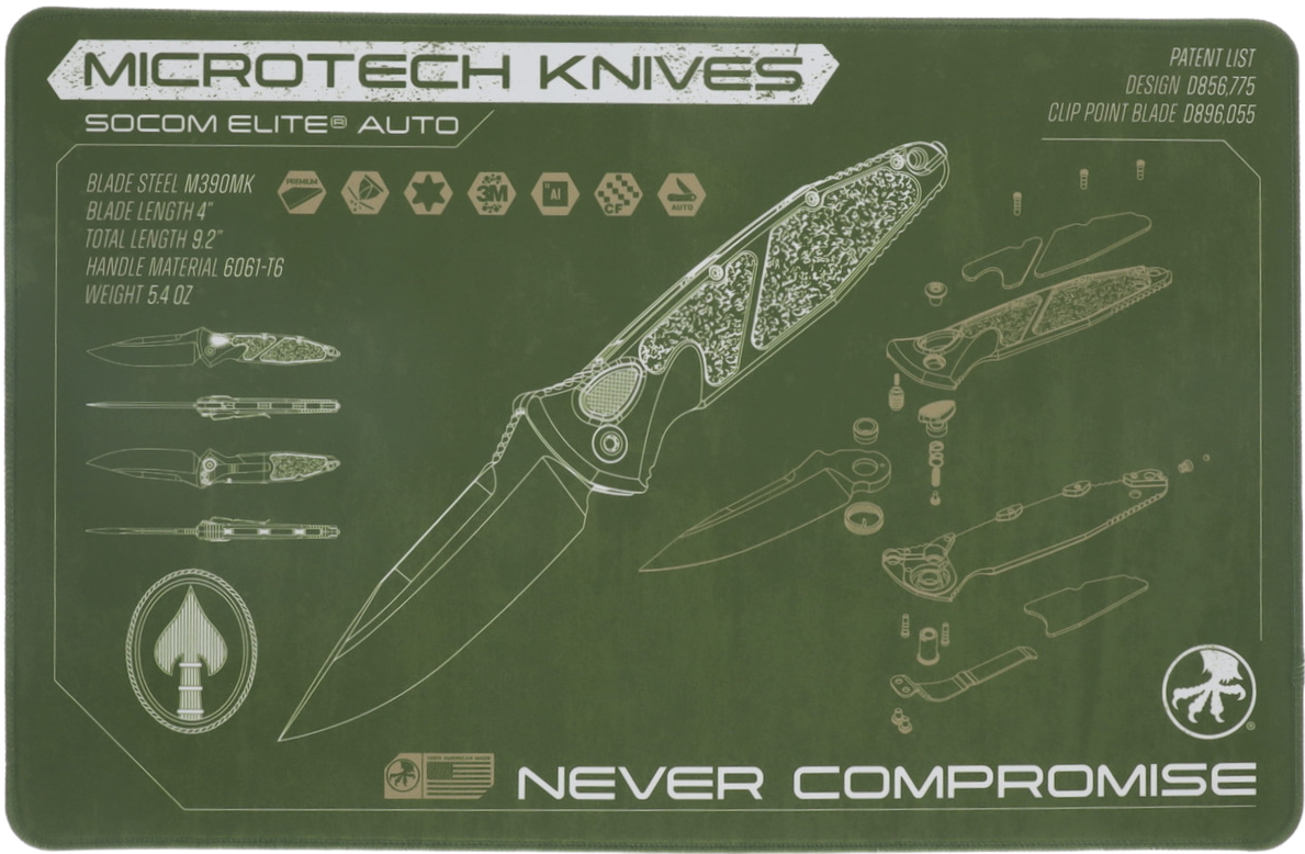 Mata do prezentacji noży Microtech Socom Elite Auto OD Green (MAT-SEA)