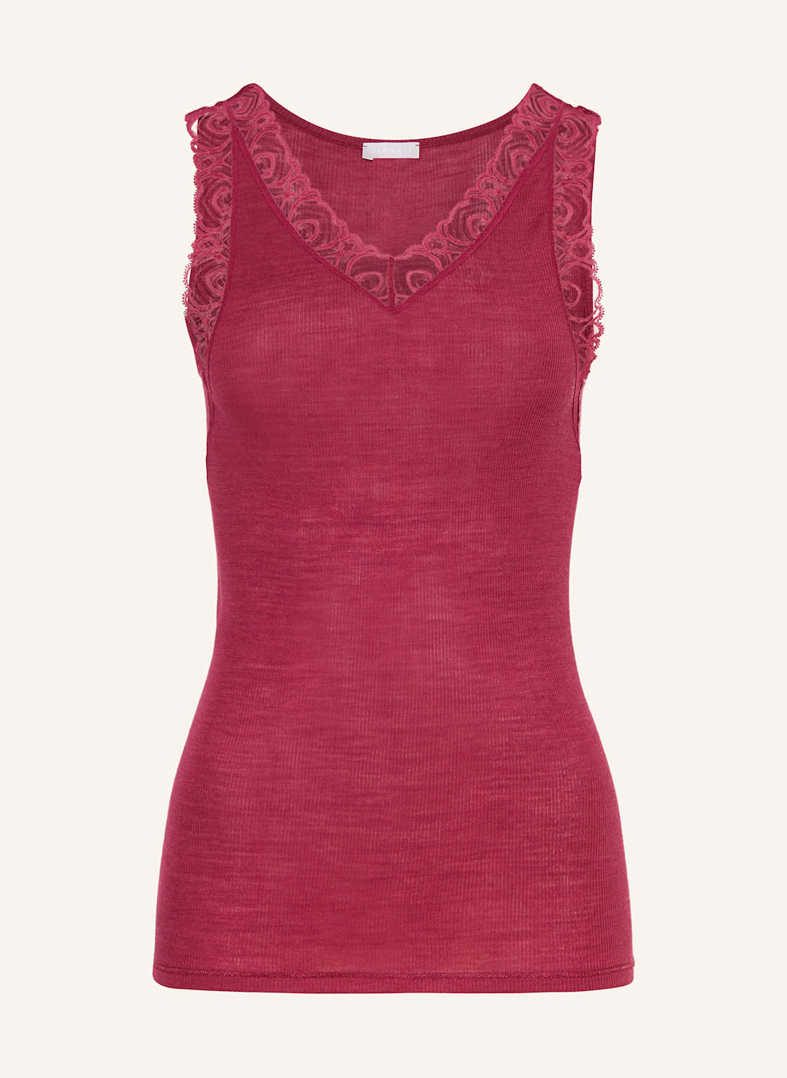Hanro Top Woolen Lace Z Wełny Merino Z Koronką pink