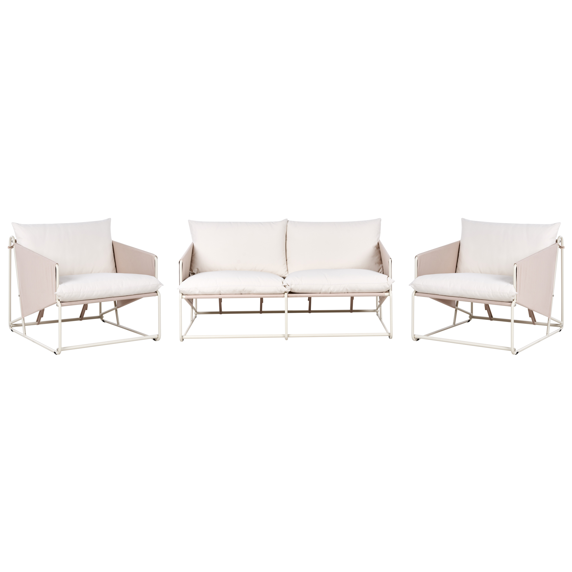 Beliani zestaw ogrodowy dla 4 osób PONTE Metal Beżowoszary