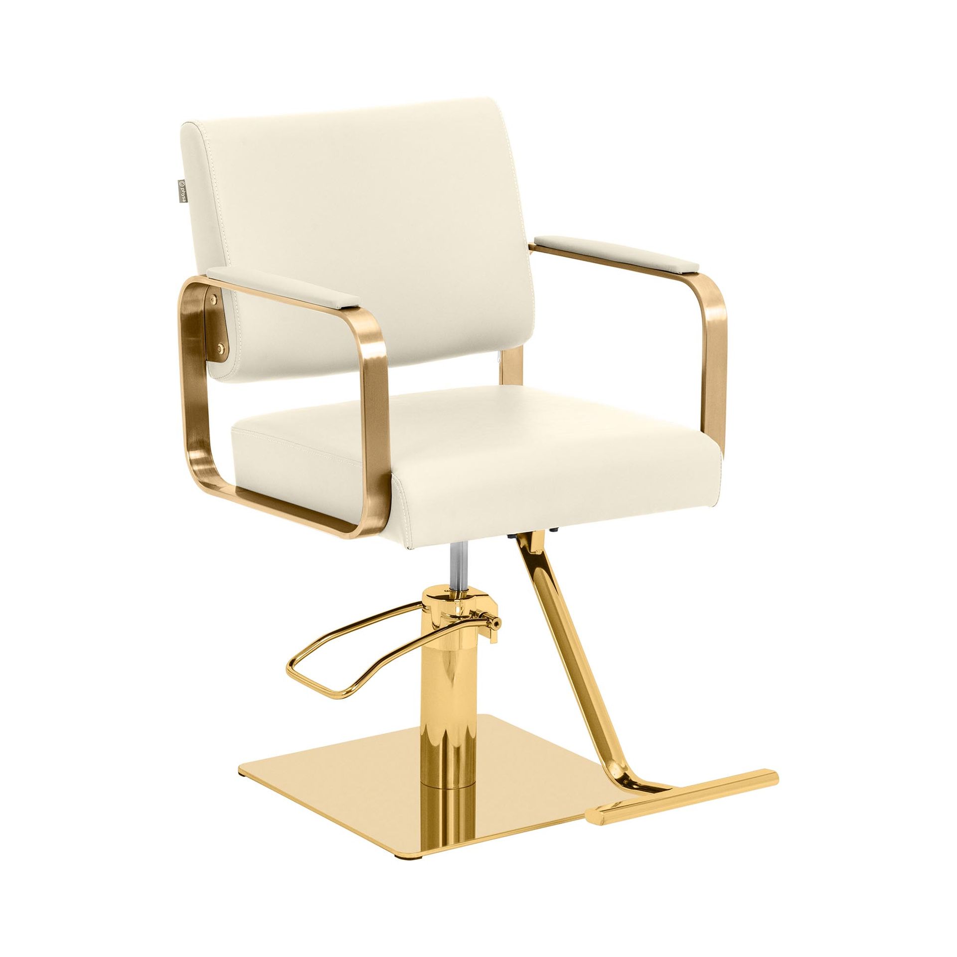 physa Fotel fryzjerski z podnóżkiem 50 66 cm 200 kg kremowy / złoty