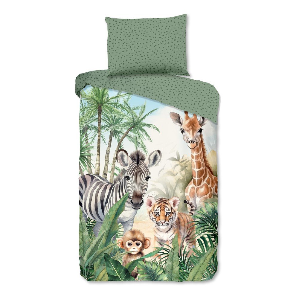 Zielona bawełniana pościel dziecięca jednoosobowa 140x200 cm Thabo – Good Morning