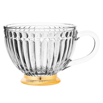 Kubek na złotej stopce Lily 430 ml transparentny