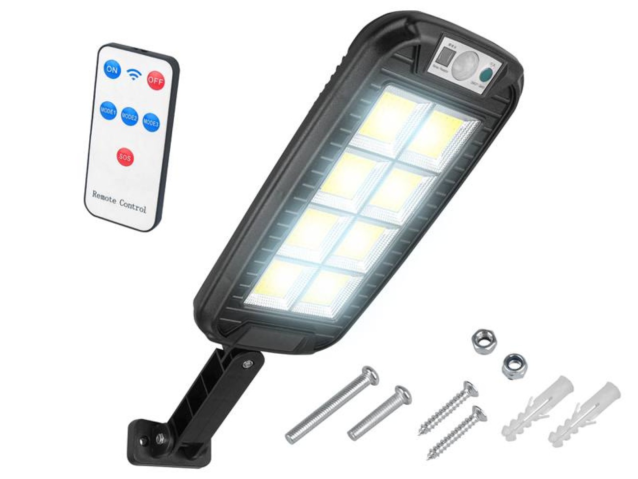 Lampa solarna LTC 8xCOB 4500K z czujnikiem ruchu,zmierzchu i pilotem HQ