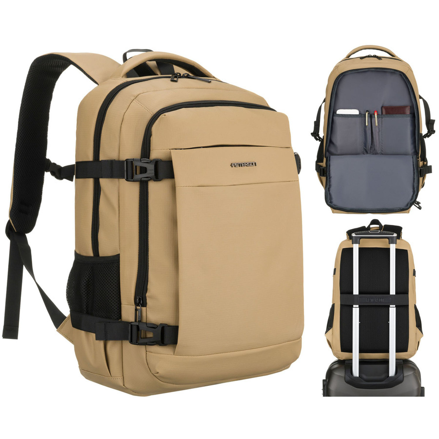 Duży plecak podróżny w kolorze khaki z miejscem na laptopa, dwukomorowy - Peterson rovicky-30135-0