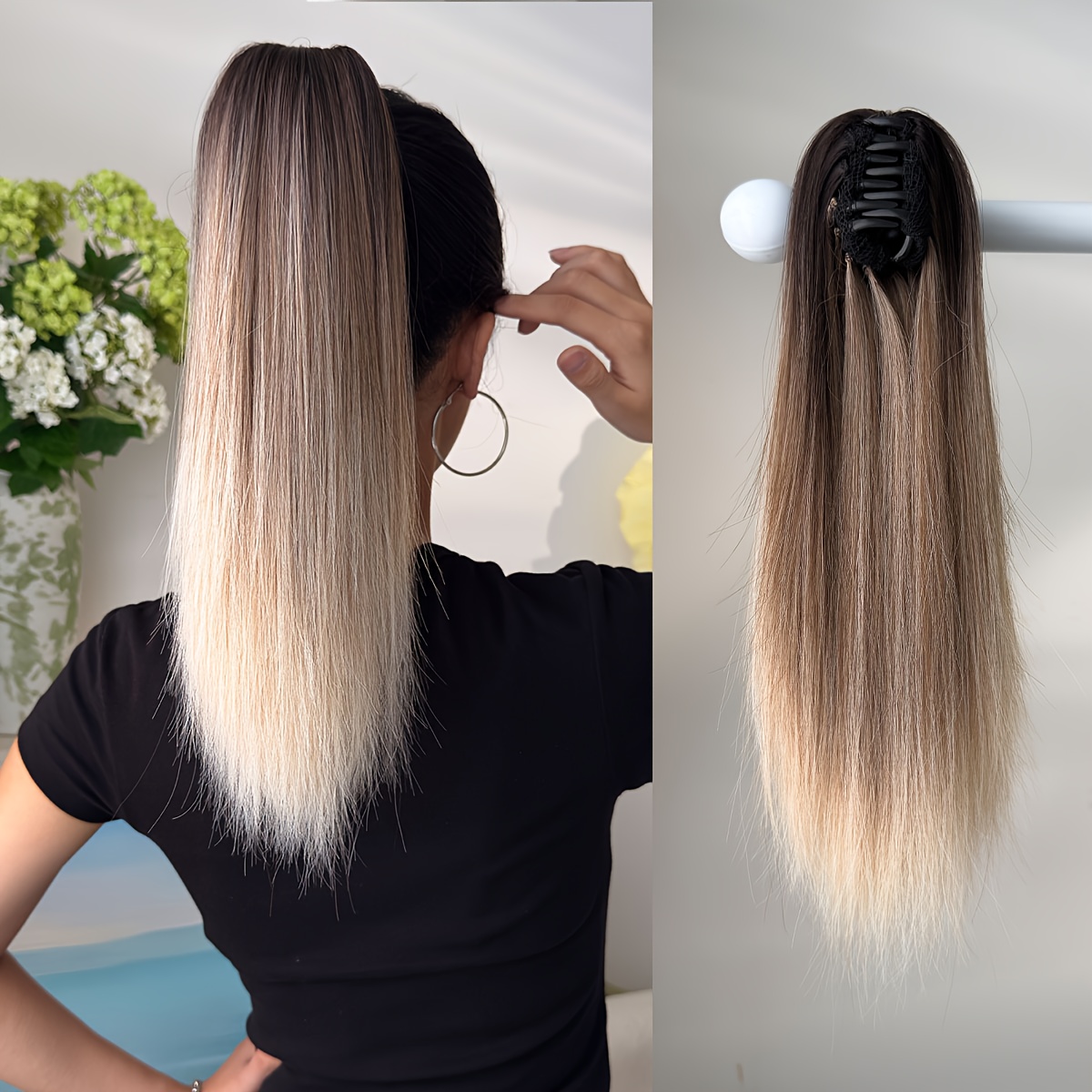 TEMU YUSULAXI Damska Syntetyczna Peruka Kucyk Odporna na Ciepło - 16