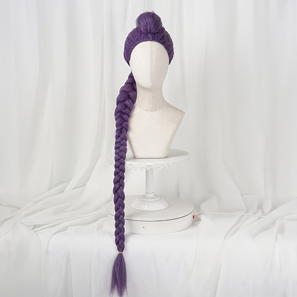 TEMU 1 szt. Długa Fioletowa Peruka z Warkoczami/Dreadlocks na Klipsie - Łatwa w Stylizacji i Przycinaniu, Dużo Objętości do Cosplayu oraz Codziennego