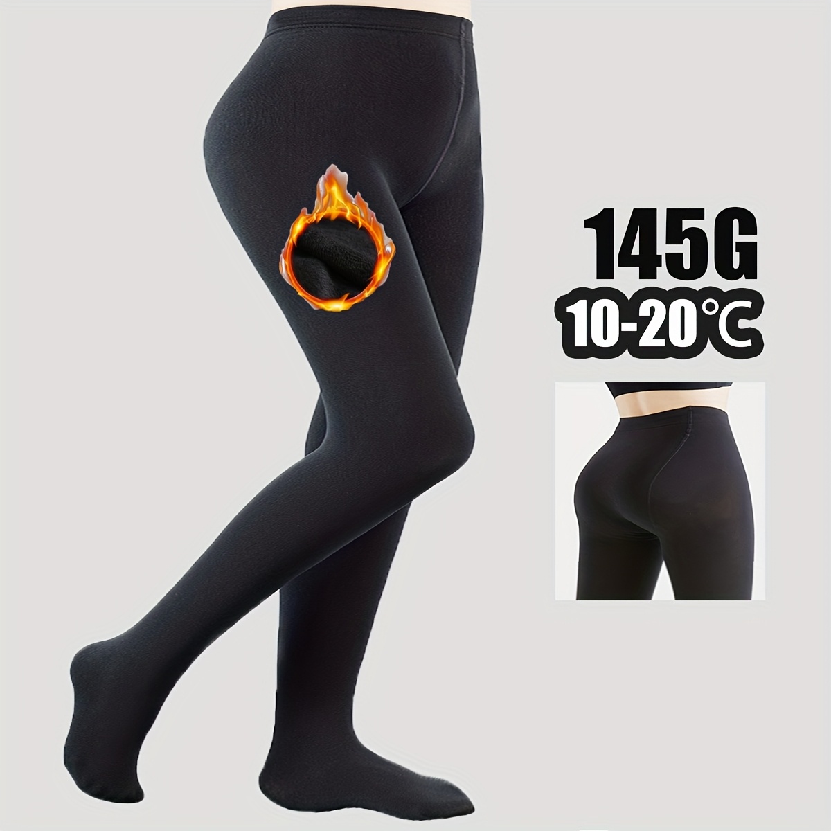 TEMU Legginsy Termiczne z Podszewką Polarową dla Kobiet, Czarne Rajstopy na Jesień i Zimę, Uniwersalne Pończochy do Codziennego Użytku