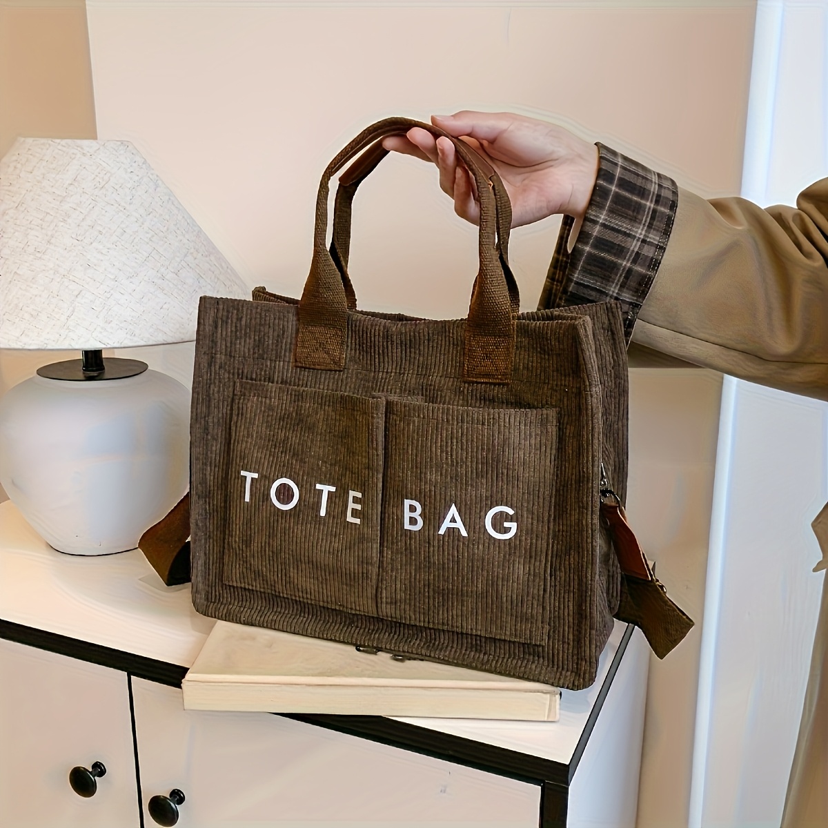 TEMU Damska Torba Tote na Co Dzień z Wieloma Kieszeniami, Modna Torba na Ramię do Codziennych Dojazdów do Pracy, Wytrzymała Torba Messenger z