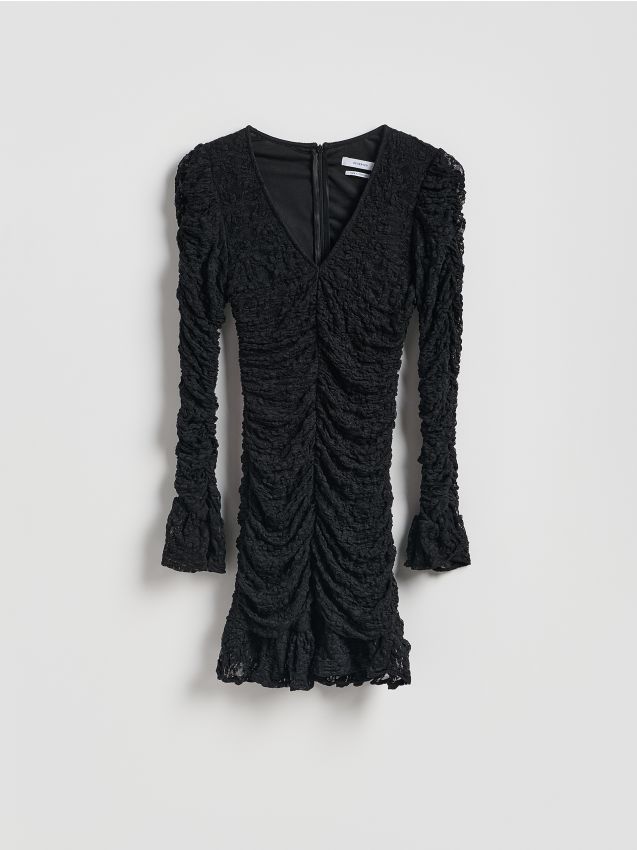 Reserved - Koronkowa sukienka mini - czarny