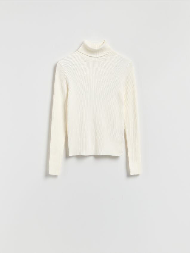 Reserved - Prążkowany golf - złamana biel