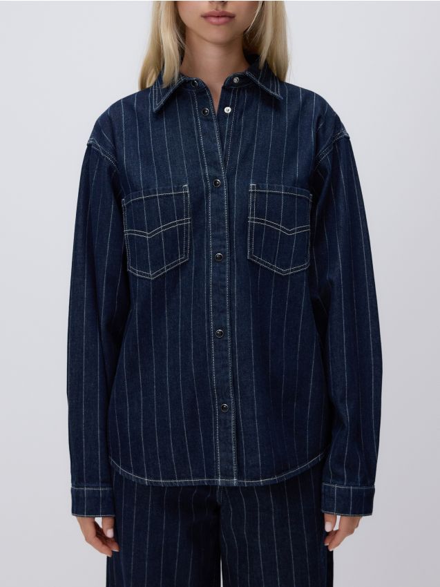Reserved - Denimowa koszula - granatowy