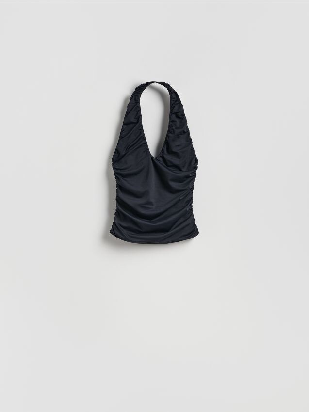 Reserved - Top z marszczeniami - czarny