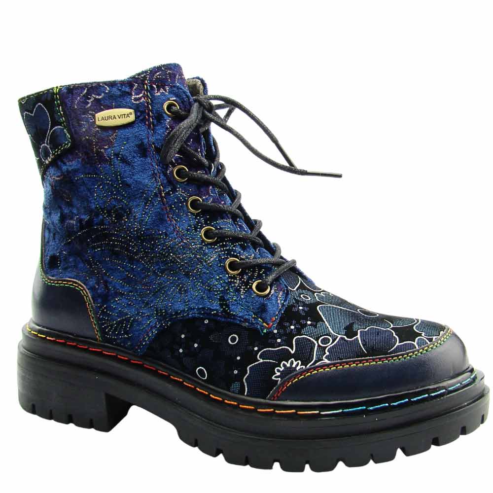 Laura Vita Botki damskie skórzane workery KANDYO 42 granatowe