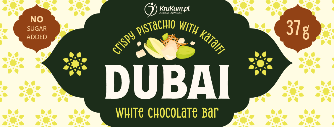 Dubai White Chocolate Bar 37g Baton dubajski w białej czekoladzie