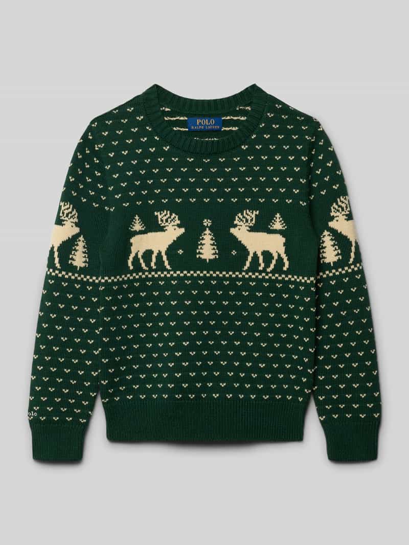 Sweter z dzianiny z prążkowanymi wykończeniami