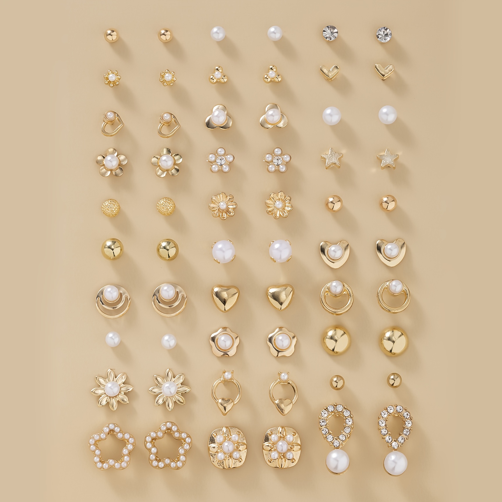 TEMU Zestaw 30 par modnych, wykwintnych, unikalnych, świeżych i uroczych kolczyków z pereł, serc, cyrkonii i kwiatów dla kobiet, zestaw kolczyków na