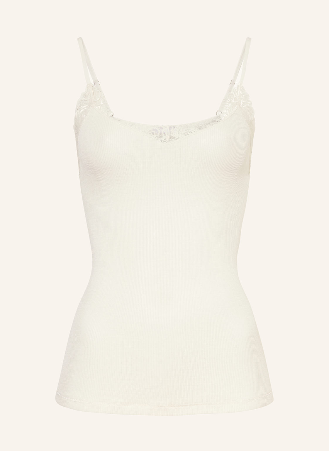 Hanro Top Woolen Lace Z Wełny Merino Z Koronką weiss