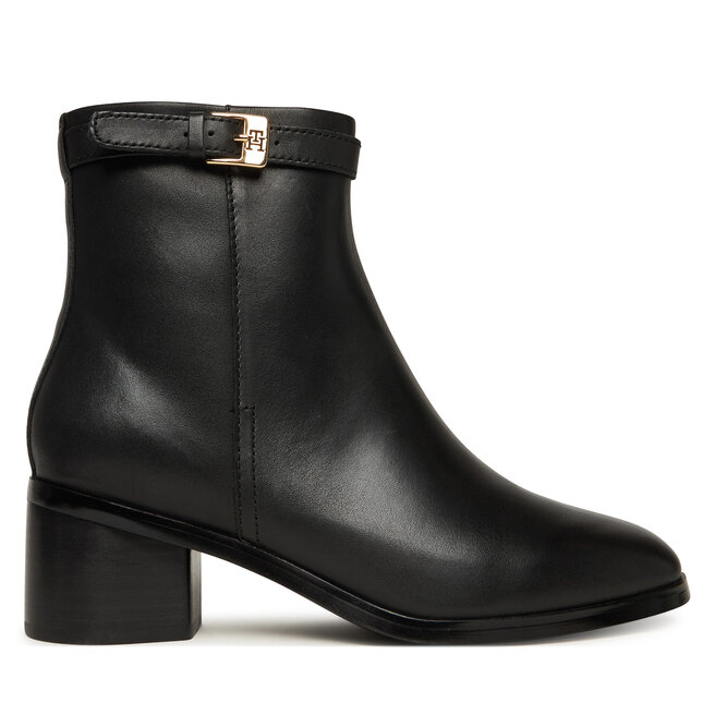 Botki Tommy Hilfiger Th Buckle Riding Mid Heel Bootie FW0FW08859 Czarny