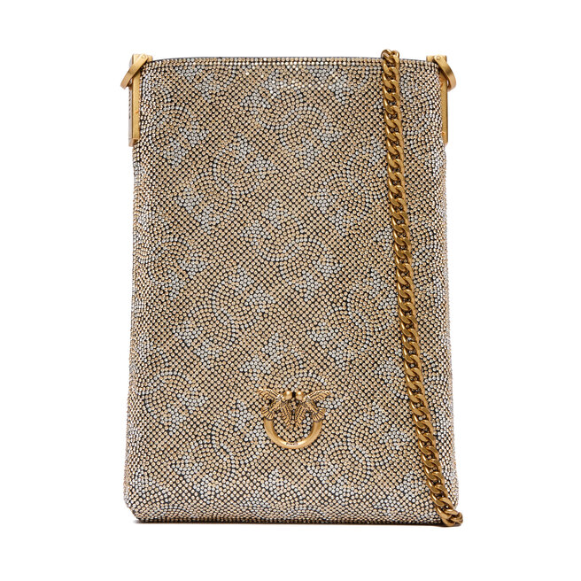 Torebka na telefon PINKO Phone Case Monogram Full Strass AI 25-26 PCPL 105358 A20D Złoty