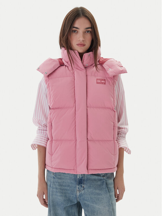 Tommy Jeans Bezrękawnik Tjw Alaska Grid Down Vest DW0DW21627 Różowy Regular Fit