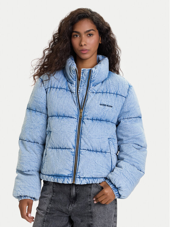 Guess Jeans Kurtka zimowa W5BL85 D6181 Niebieski Regular Fit