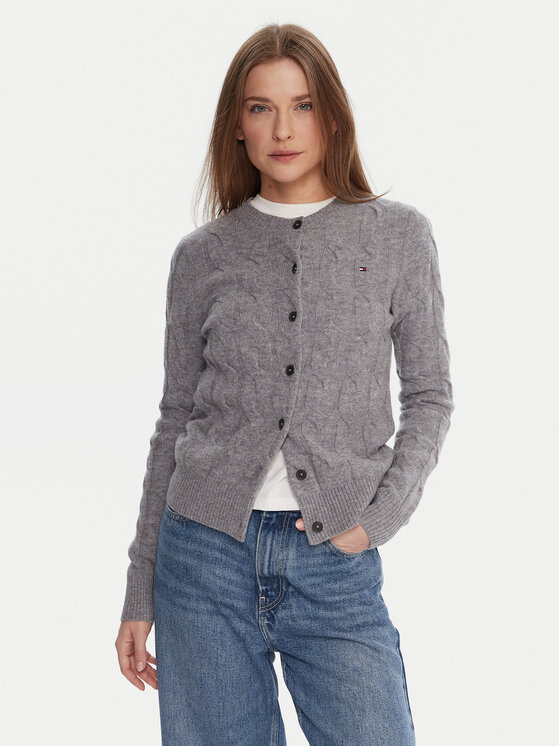 Tommy Hilfiger Kardigan WW0WW47463 Szary Regular Fit