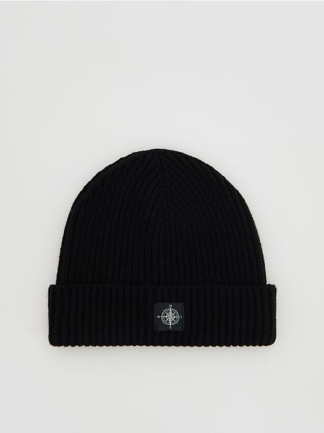 Reserved - Czapka beanie z wiskozą - czarny