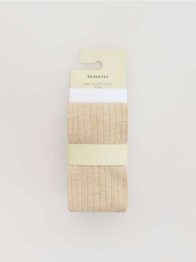 Reserved - Bawełniane rajstopy 2 pack - złamana biel