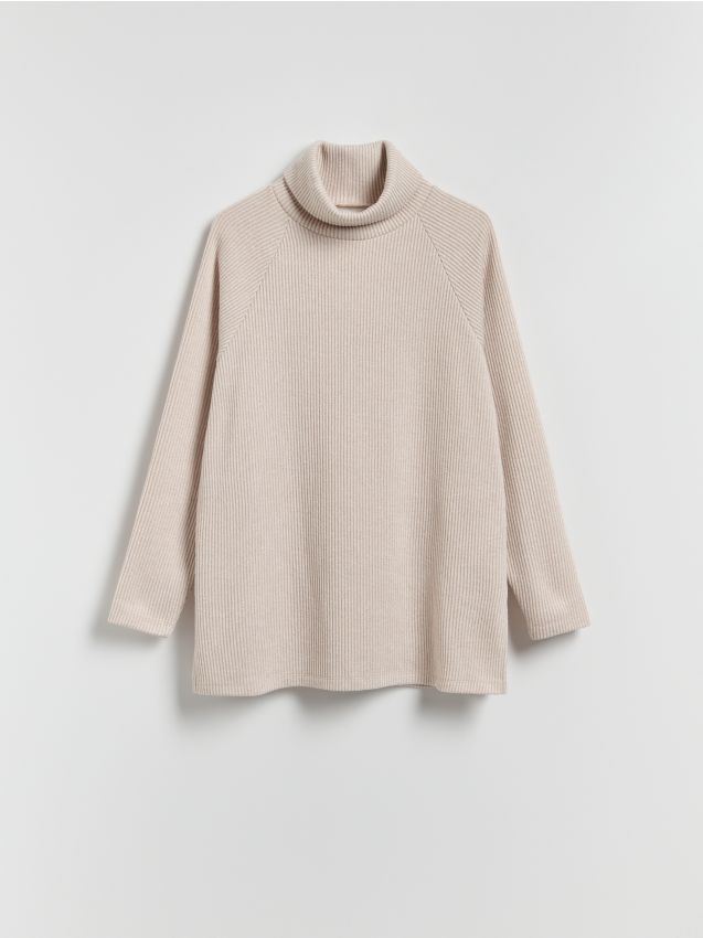 Reserved - Długa bluza z golfem - beżowy