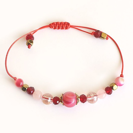 Stabilność -agat różowy,hematyt,kwarc różowy, rubin