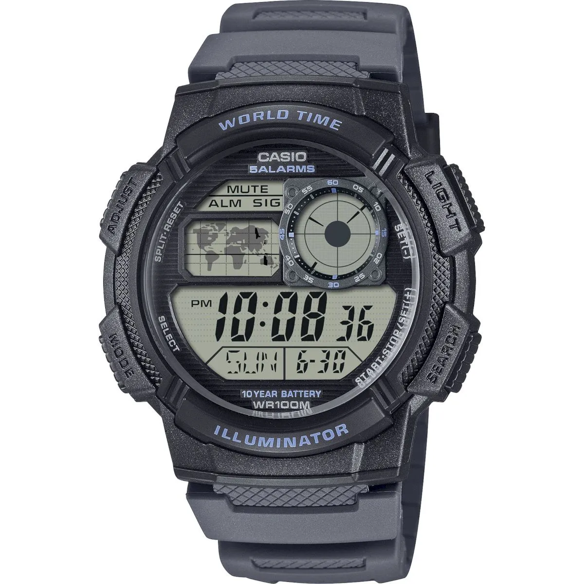 Zegarek Męski Casio AE-1000W-8AVEF sportowy z wyświetlaczem i z niebieskim paskiem