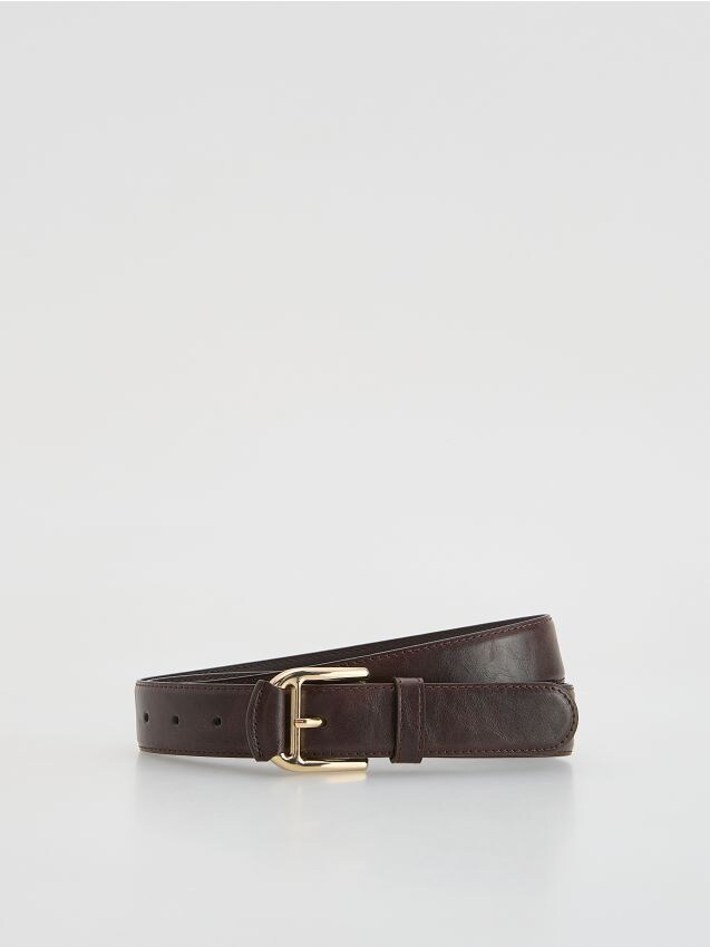 Reserved - Pasek z dekoracyjną klamrą - ciemnobrązowy
