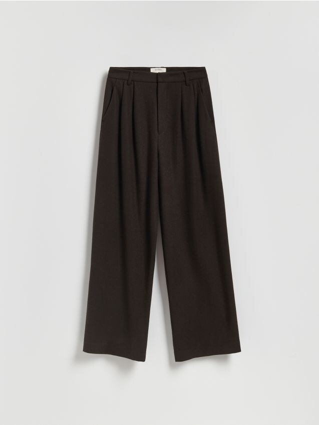 Reserved - Spodnie z wełną - ciemnobrązowy