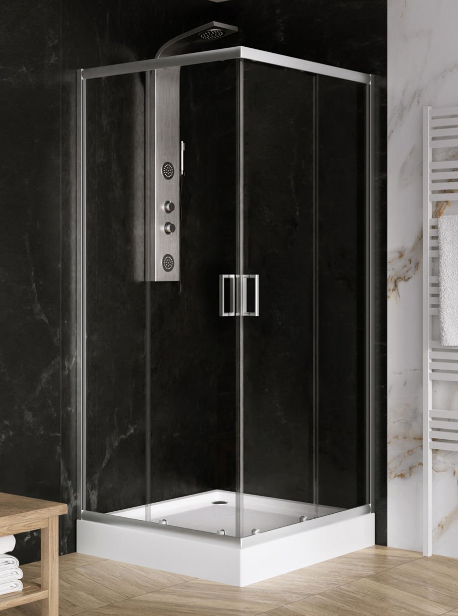 New Trendy Kabina prysznicowa z brodzikiem Suvia 80x80 cm kwadratowa chrom połysk brodzik Maro ZS-0035