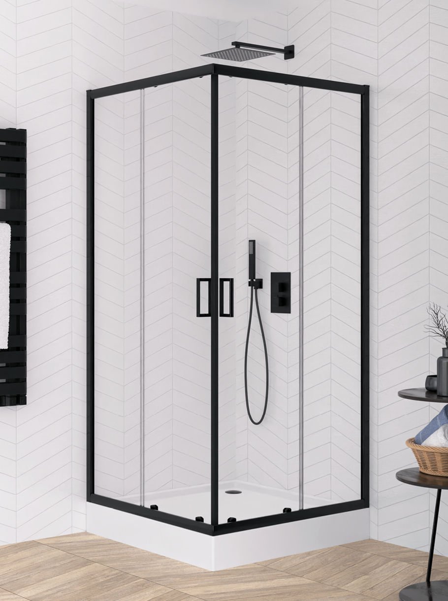 New Trendy Kabina prysznicowa z brodzikiem Suvia 90x90 cm kwadratowa czarny mat brodzik Maro ZS-0040