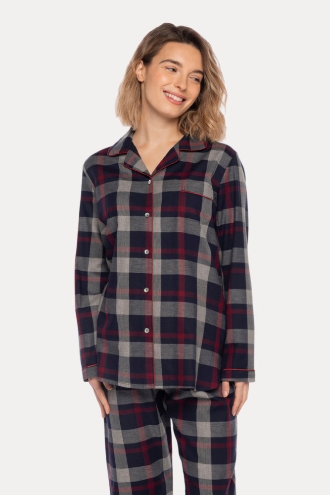 Flanelowa piżama damska ALICIA XXL Ciemnoniebieski