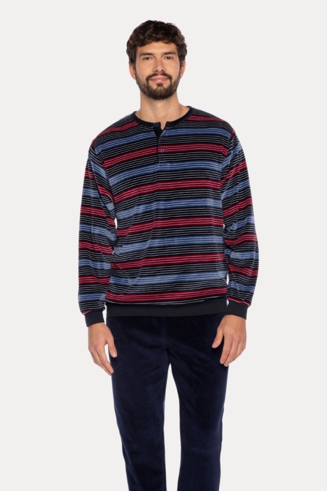 Ciepła piżama męska MARCO XXL Ciemnoniebieski