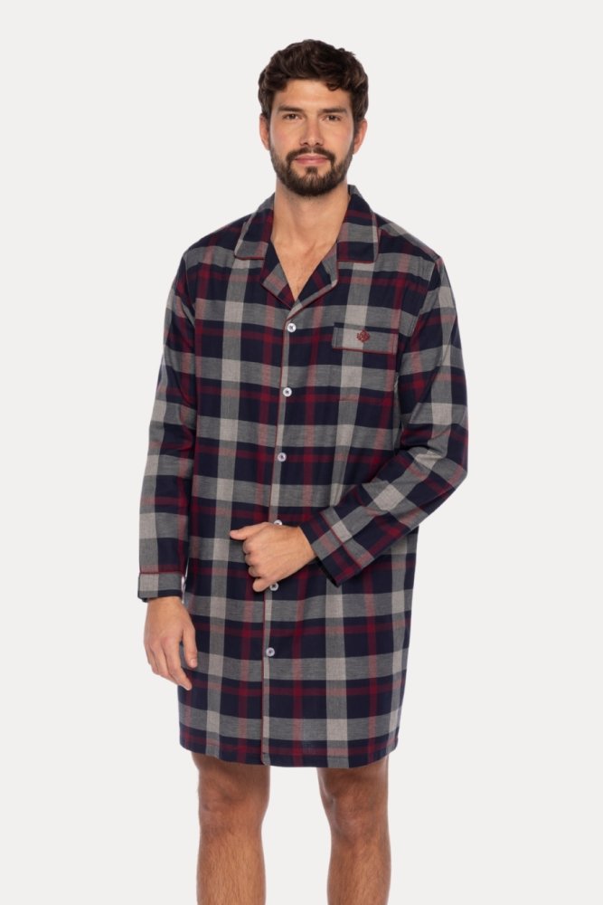 Flanelowa koszula nocna męska JOSE XXL Ciemnoniebieski