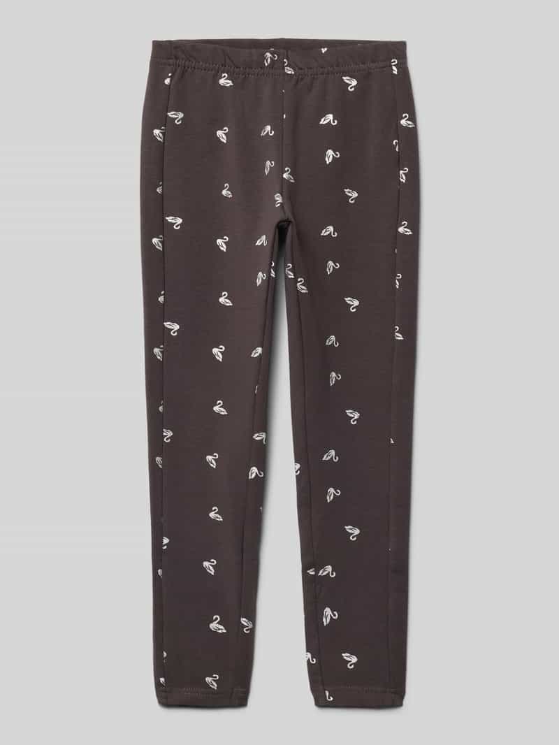 Legginsy o kroju regular fit z nadrukiem z motywem na całej powierzchni