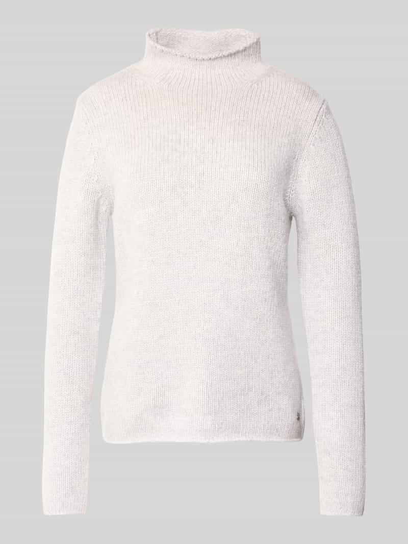 Sweter z dzianiny z wełny lana ze stójką